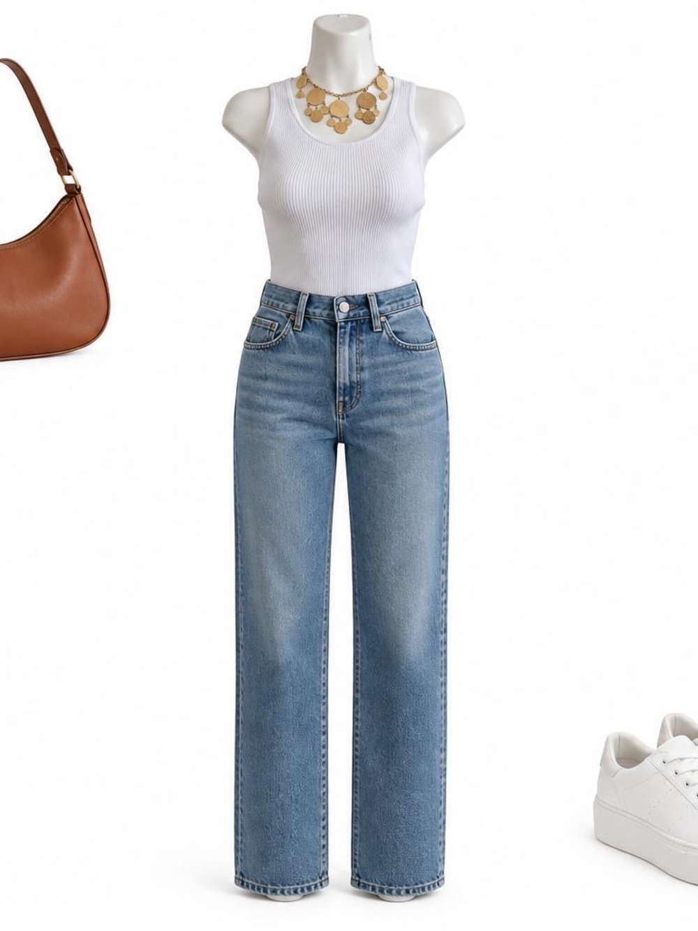Michael Kors White Ribbed Cropped Tank Top Large